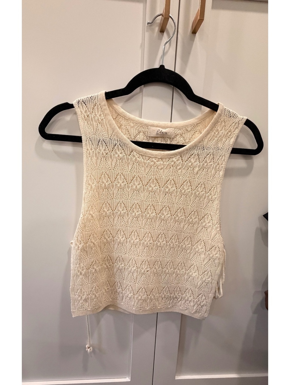 Elan Prya open knit side tie top